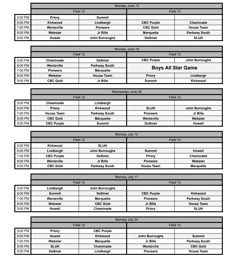 Schedules | St. Louis Lax